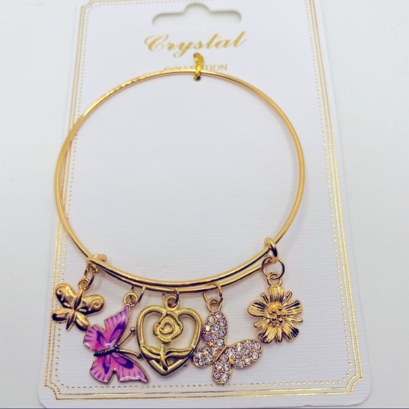 Bracelet Butterfly Crystal in gold tone! PRETTY - Picture 10 of 12